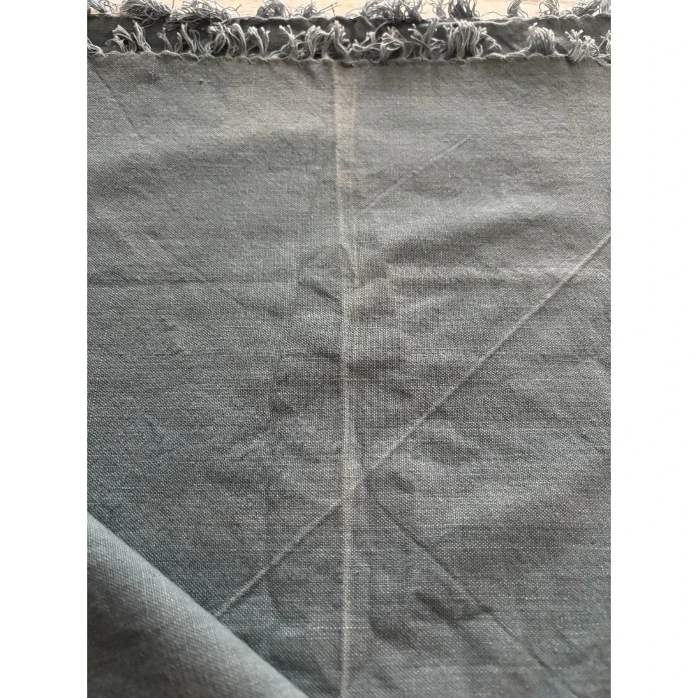 Vntge Napkins Rustic Party Dinner Fringed Fabric Napkins Light Denim Blue Set 4